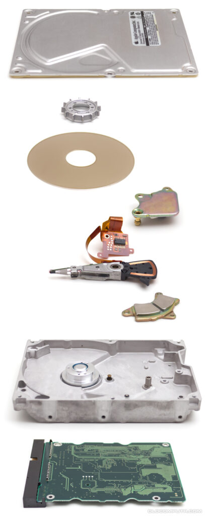 80MB Quantum SCSI hard drive - exploded view